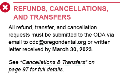  Refunds, Cancellations, and Transfers All refund, transfer, and cancellation requests must be submitted to the ODA ...