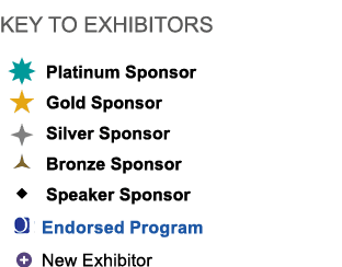 Key to Exhibitors  Platinum Sponsor  Gold Sponsor  Silver Sponsor  Bronze Sponsor  Speaker Sponsor ￼ Endorsed Pr...