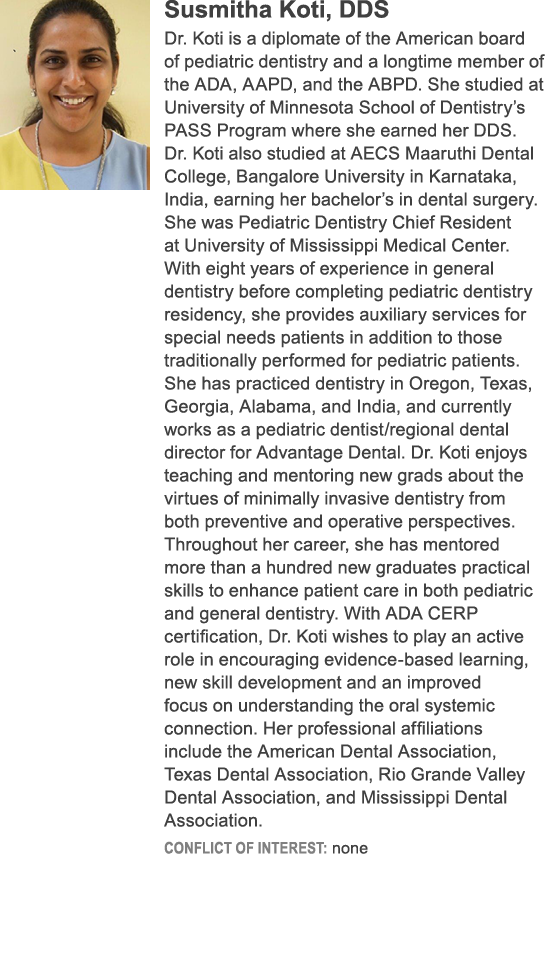 ￼Susmitha Koti, DDS Dr. Koti is a diplomate of the American board of pediatric dentistry and a longtime member of the...